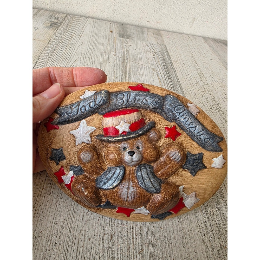 Vintage ceramic beer 4th of July sign plaque wall hanging decor stars